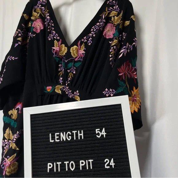 eShakti Wayward Fancies Black Embroidered Floral Maxi Dress - Picture 9 of 10